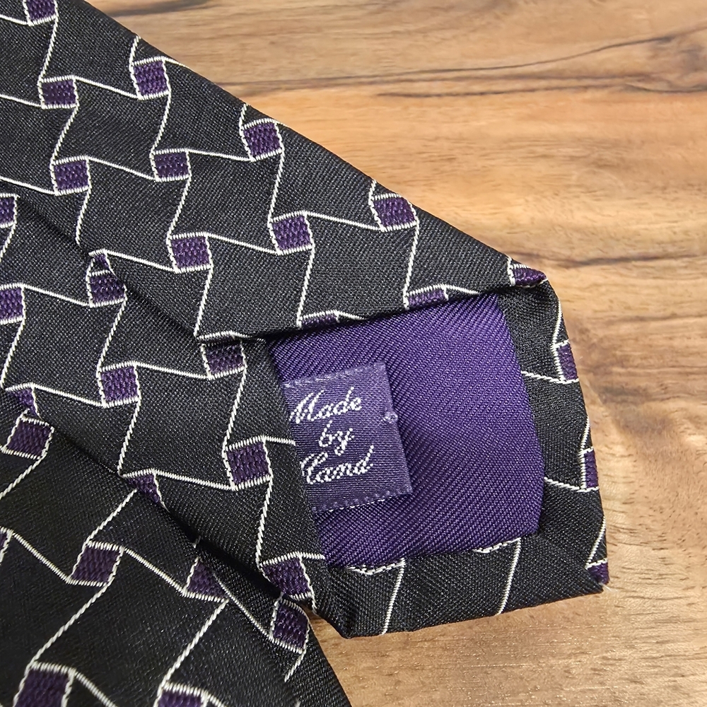 Ralph Lauren Purple Label Black & Purple Silk Tie - Picture 4 of 4